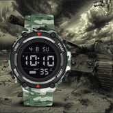 LOIS CARON  Sport Army Design Green Silicone Strap Sports Digital Watch - For Men LCDA8019